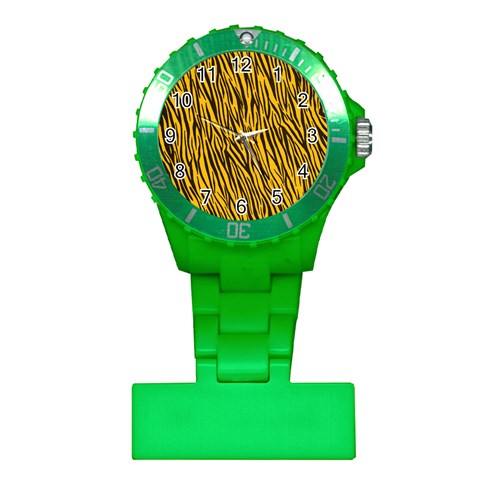 Yellow Zebra Stripes Plastic Nurses Watch from ArtsNow.com Front