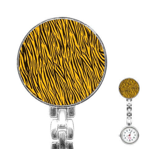 Yellow Zebra Stripes Stainless Steel Nurses Watch from ArtsNow.com Front