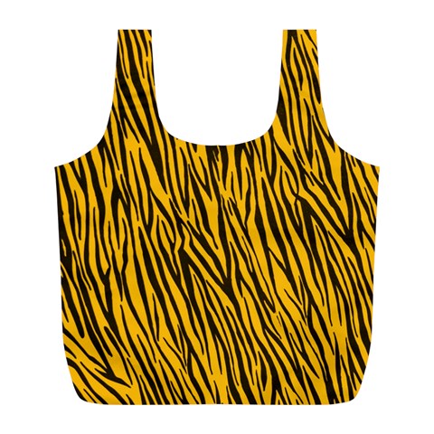 Yellow Zebra Stripes Full Print Recycle Bag (L) from ArtsNow.com Front