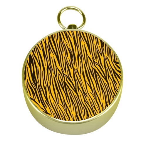 Yellow Zebra Stripes Gold Compass from ArtsNow.com Front