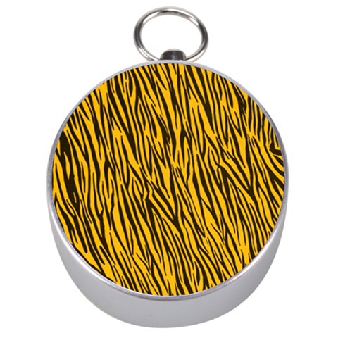 Yellow Zebra Stripes Silver Compass from ArtsNow.com Front