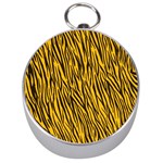 Yellow Zebra Stripes Silver Compass