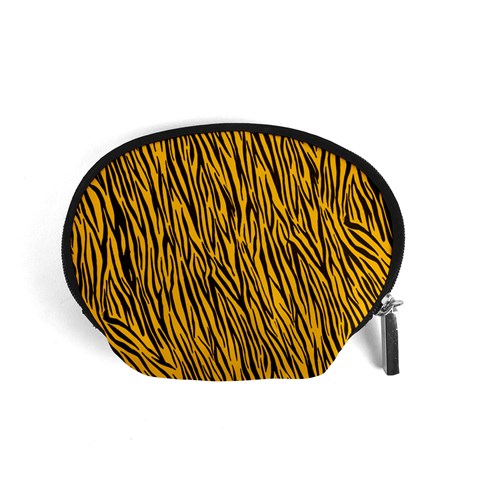 Yellow Zebra Stripes Accessory Pouch (Small) from ArtsNow.com Front