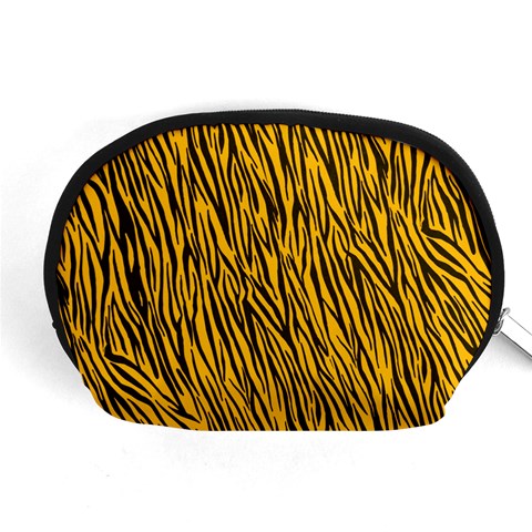 Yellow Zebra Stripes Accessory Pouch (Medium) from ArtsNow.com Front