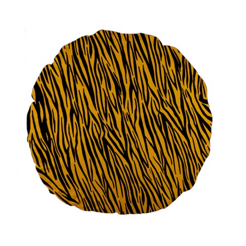 Yellow Zebra Stripes Standard 15  Premium Flano Round Cushion  from ArtsNow.com Front