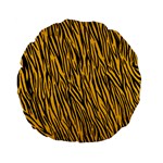 Yellow Zebra Stripes Standard 15  Premium Flano Round Cushion 