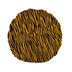 Yellow Zebra Stripes Standard 15  Premium Flano Round Cushion  from ArtsNow.com Back