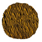 Yellow Zebra Stripes Large 18  Premium Flano Round Cushion 