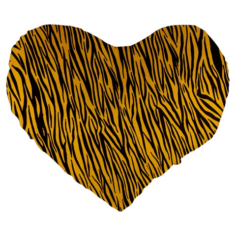 Yellow Zebra Stripes Large 19  Premium Flano Heart Shape Cushion from ArtsNow.com Front