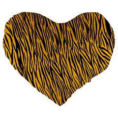 Yellow Zebra Stripes Large 19  Premium Flano Heart Shape Cushion from ArtsNow.com Front