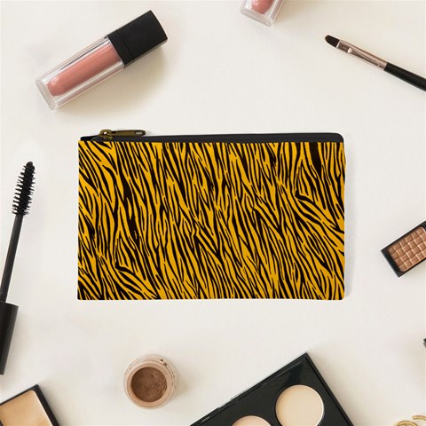 Yellow Zebra Stripes Cosmetic Bag (XS) from ArtsNow.com Front