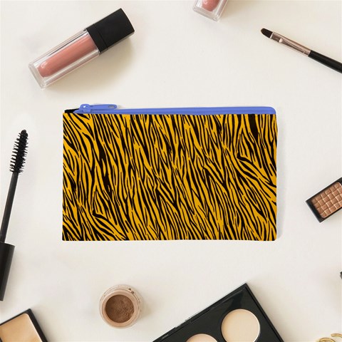 Yellow Zebra Stripes Cosmetic Bag (XS) from ArtsNow.com Front