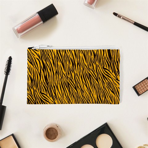 Yellow Zebra Stripes Cosmetic Bag (XS) from ArtsNow.com Front