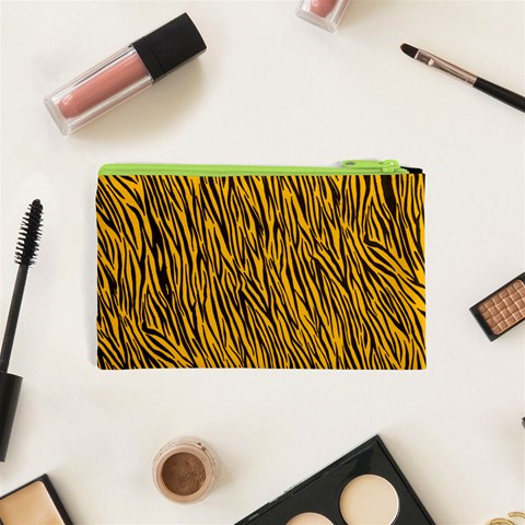 Yellow Zebra Stripes Cosmetic Bag (XS) from ArtsNow.com Back