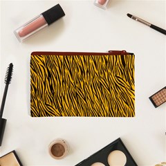 Yellow Zebra Stripes Cosmetic Bag (XS) from ArtsNow.com Back