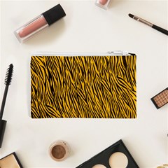 Yellow Zebra Stripes Cosmetic Bag (XS) from ArtsNow.com Back