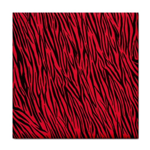 Red Zebra Stripes Tile Coaster from ArtsNow.com Front