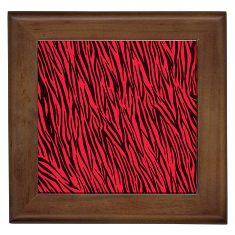 Red Zebra Stripes Framed Tile from ArtsNow.com Front