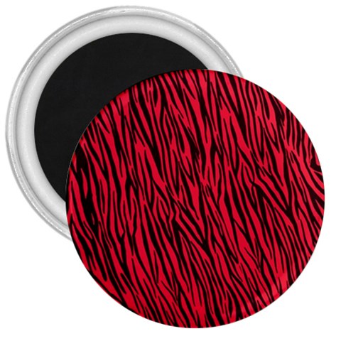 Red Zebra Stripes 3  Magnet from ArtsNow.com Front