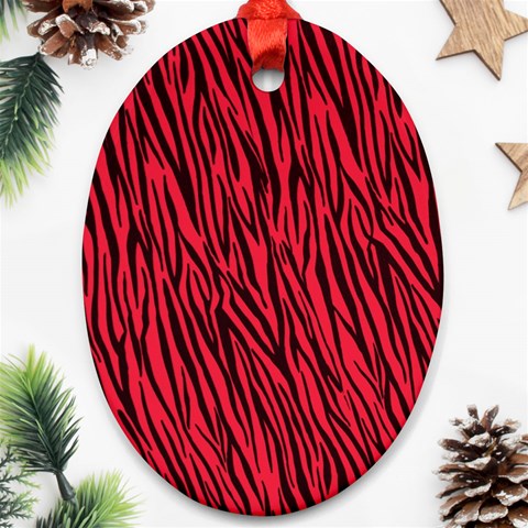 Red Zebra Stripes Ornament (Oval) from ArtsNow.com Front