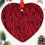 Red Zebra Stripes Ornament (Heart)