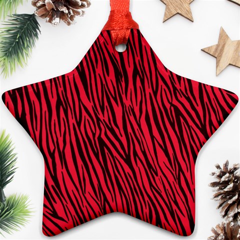 Red Zebra Stripes Ornament (Star) from ArtsNow.com Front