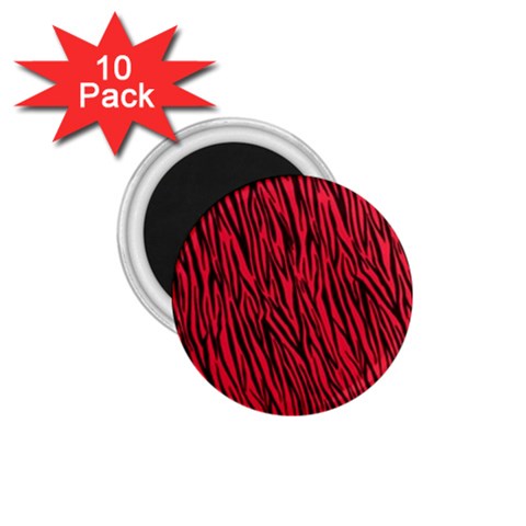 Red Zebra Stripes 1.75  Magnet (10 pack)  from ArtsNow.com Front