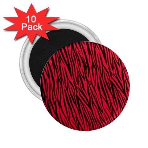 Red Zebra Stripes 2.25  Magnet (10 pack) from ArtsNow.com Front