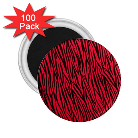 Red Zebra Stripes 2.25  Magnet (100 pack)  from ArtsNow.com Front