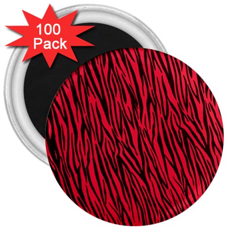 Red Zebra Stripes 3  Magnet (100 pack) from ArtsNow.com Front