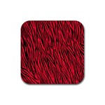 Red Zebra Stripes Rubber Coaster (Square)