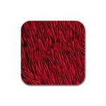 Red Zebra Stripes Rubber Square Coaster (4 pack)