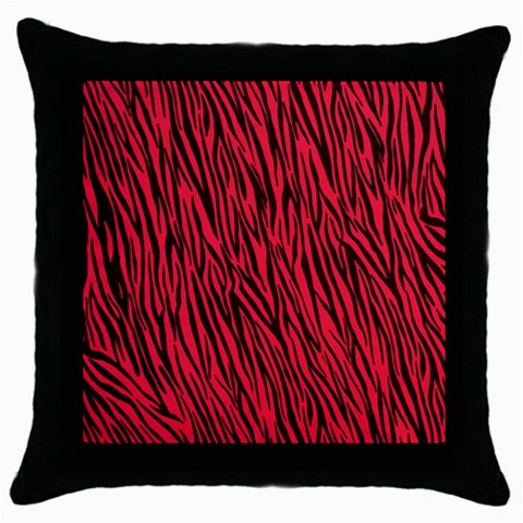 Red Zebra Stripes Throw Pillow Case (Black) from ArtsNow.com Front