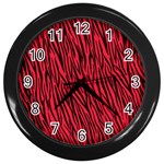 Red Zebra Stripes Wall Clock (Black)