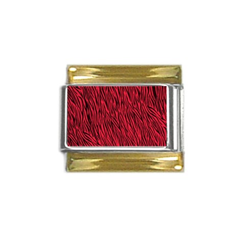 Red Zebra Stripes Gold Trim Italian Charm (9mm) from ArtsNow.com Front