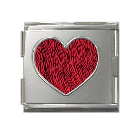 Red Zebra Stripes Mega Link Heart Italian Charm (18mm) from ArtsNow.com Front