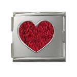 Red Zebra Stripes Mega Link Heart Italian Charm (18mm)