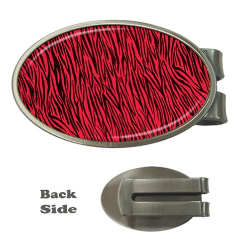 Red Zebra Stripes Money Clip (Oval) from ArtsNow.com Front