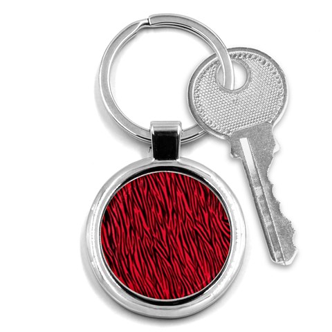 Red Zebra Stripes Key Chain (Round) from ArtsNow.com Front