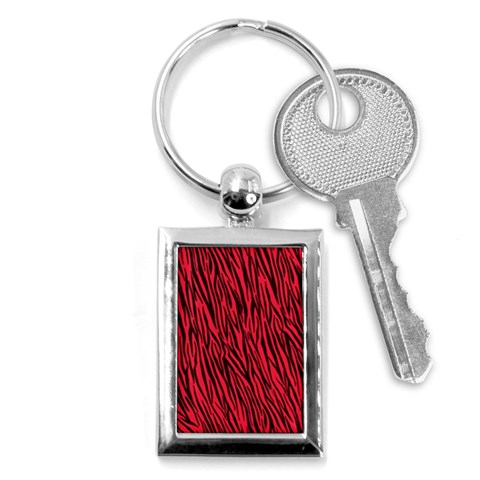 Red Zebra Stripes Key Chain (Rectangle) from ArtsNow.com Front