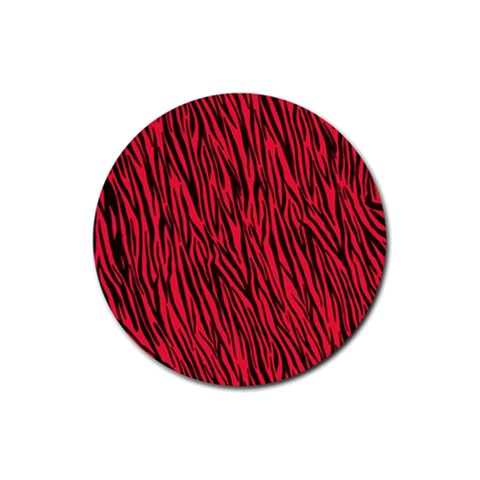 Red Zebra Stripes Rubber Coaster (Round) from ArtsNow.com Front