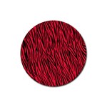 Red Zebra Stripes Rubber Coaster (Round)