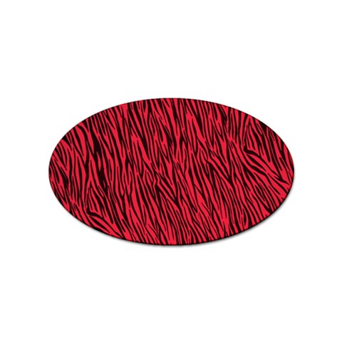 Red Zebra Stripes Sticker (Oval) from ArtsNow.com Front