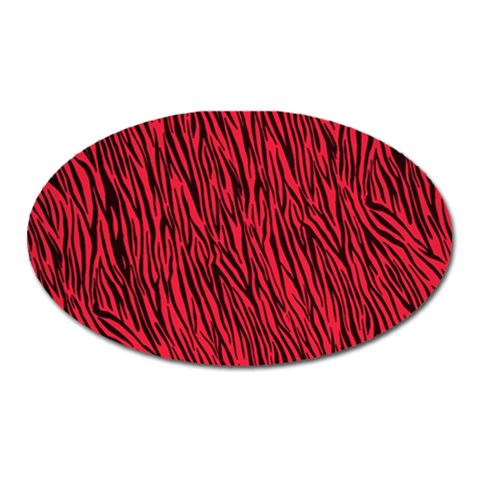 Red Zebra Stripes Magnet (Oval) from ArtsNow.com Front