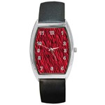 Red Zebra Stripes Barrel Style Metal Watch