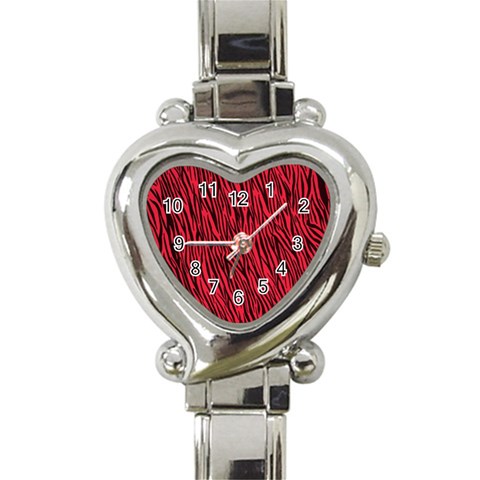 Red Zebra Stripes Heart Italian Charm Watch from ArtsNow.com Front