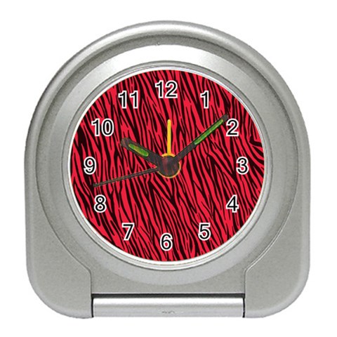 Red Zebra Stripes Travel Alarm Clock from ArtsNow.com Front