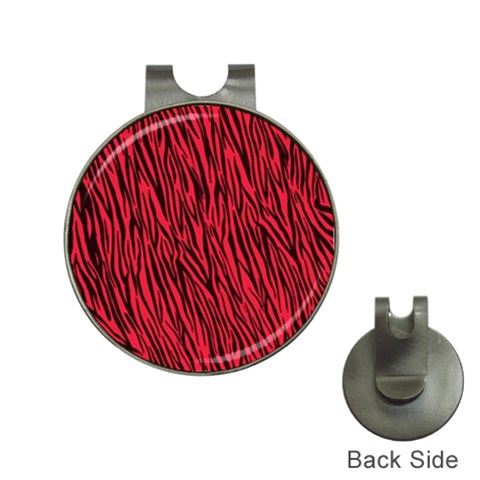 Red Zebra Stripes Golf Ball Marker Hat Clip from ArtsNow.com Front