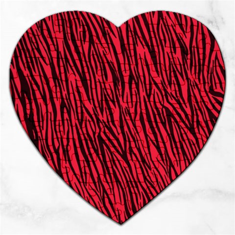 Red Zebra Stripes Jigsaw Puzzle (Heart) from ArtsNow.com Front