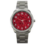 Red Zebra Stripes Sport Metal Watch